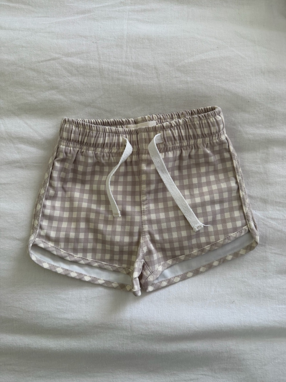 Quincy Mae Silver Gingham Swim Shorts - Size 3-6M